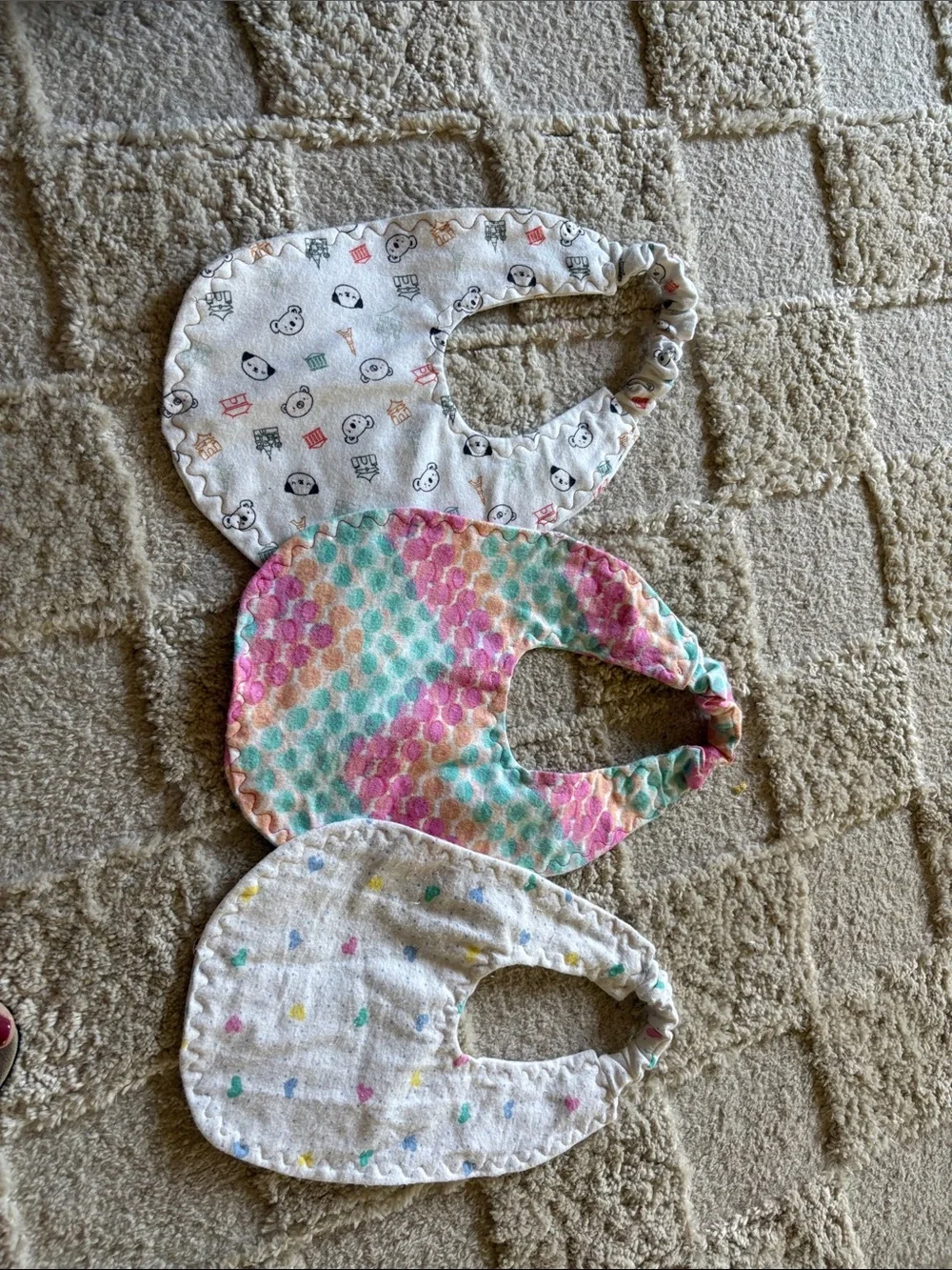 Toddlers' Soft Cotton Bib Set - White, Multicolor, Pastel Pink/Blue